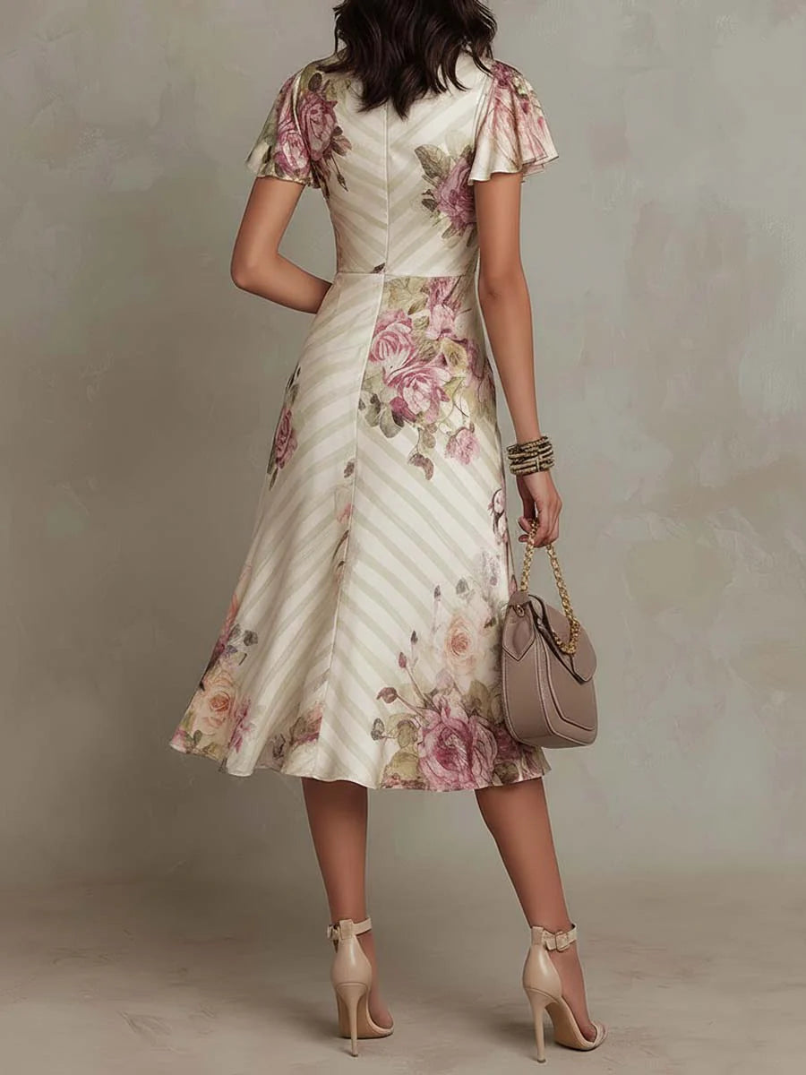 Elegant Drapert Blomsterkjole Camille