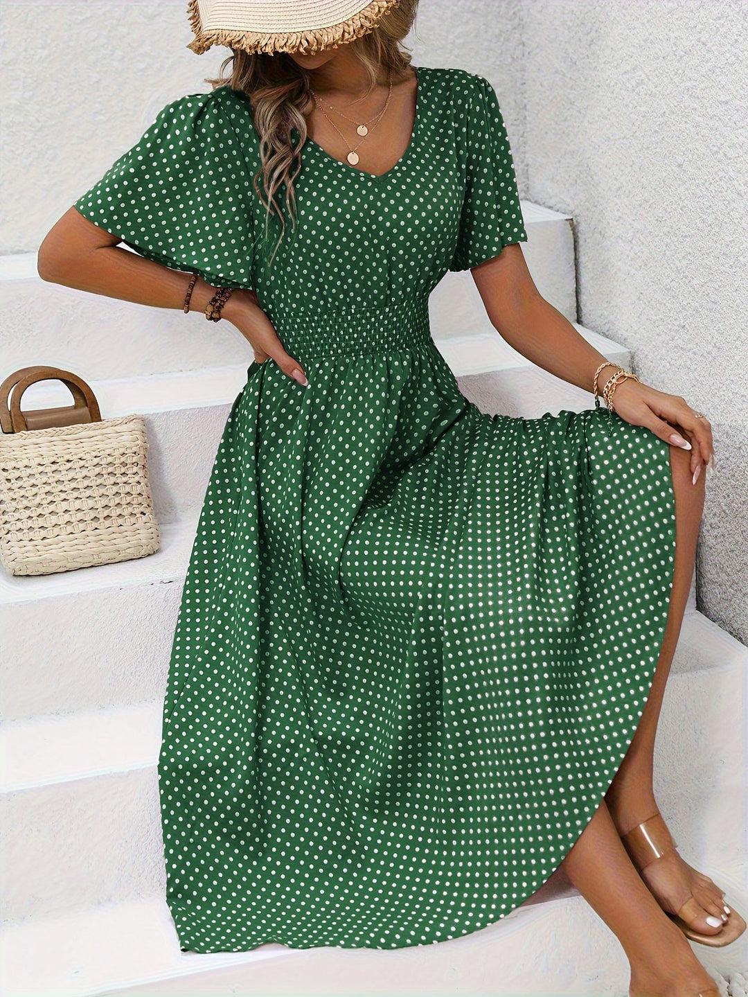 Elegant Kjole Prikket Élisa